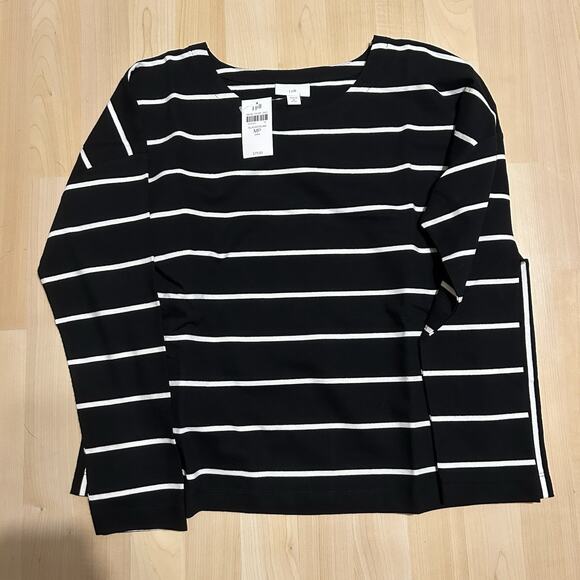 J. Jill Mixed-Stripe Long-Sleeve Top Size MP NWT - Picture 2 of 6